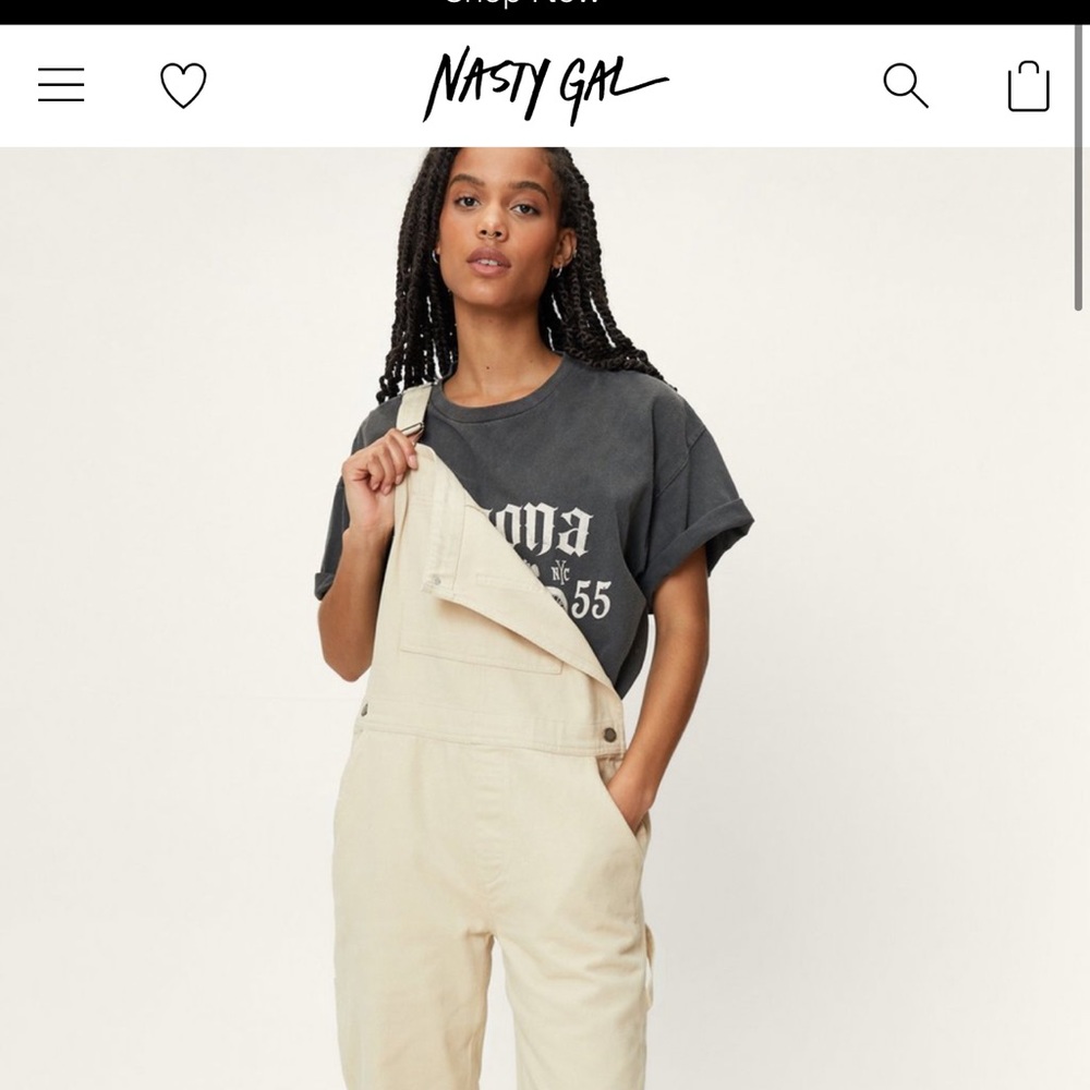 Nasty Gal Tan Utility Straight Leg Overalls Nasty Gal